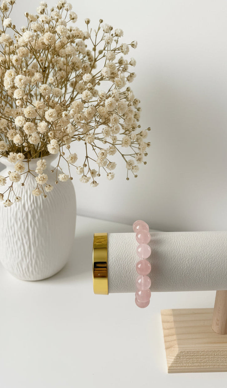 Aureline Rosé – Rosenquarz Set (Halskette & Armband)